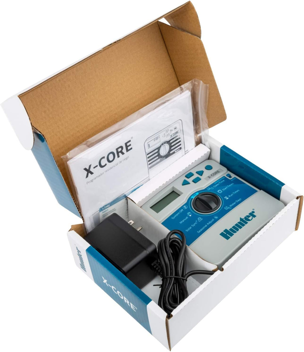 Hunter X-Core XC400i Indoor Sprinkler Timer, 4 Zone Irrigation Controller | Indoor 4 station irrigation controller with