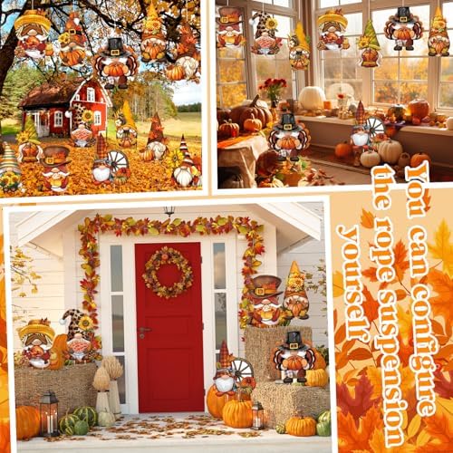 Sintuff 12 Pcs Fall Yard Stakes Gnome Lawn Signs,13.78'' Garden Stakes