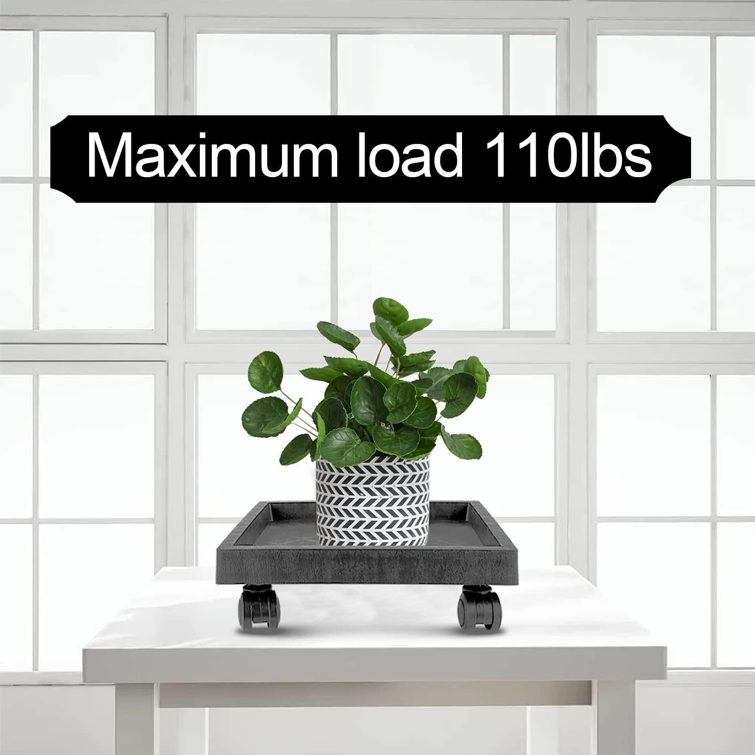 JOIKIT 2 Pack 11.8 Inch Square Plant Caddy with Wheels,Charcoal Gray | Heavy Duty Rolling Plant Stand, Wheeled Planter
