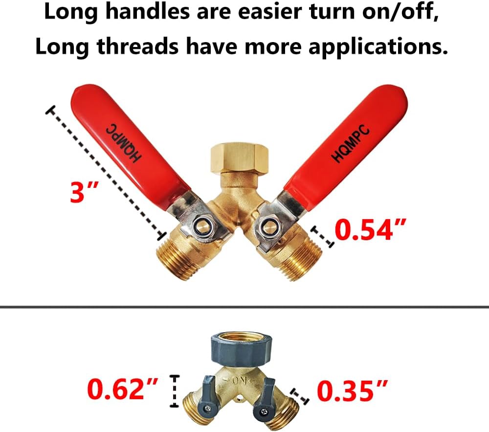 Garden Hose Y Valve Splitter 2 Way Heavy Duty Water Hose Y Splitter For garden lawn watering With Shut off Valves