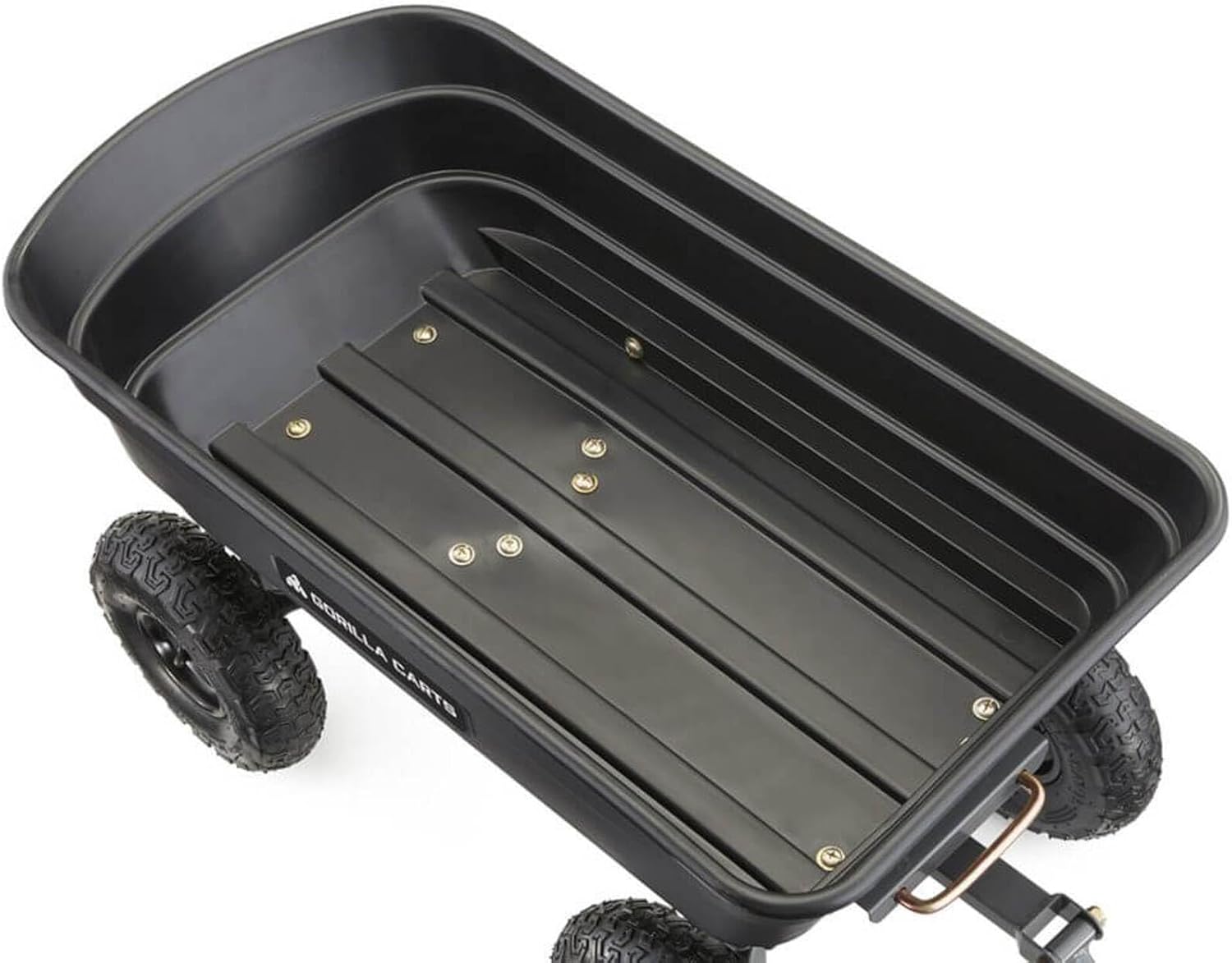 Gorilla Carts Heavy-Duty Poly Garden Dump Cart, 4 Cu Ft, 600 lb Capacity | Pneumatic Tires, Patented quick-release
