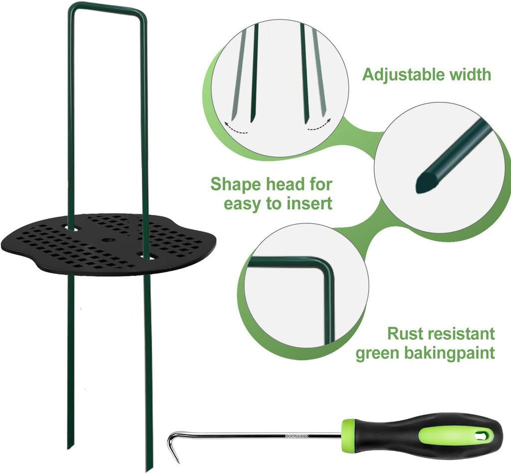 Landscape Staples 6Inch 100pcs Garden Stakes + 100pcs Gasket, Lawn Pins with Spray Coating Craft,11Gauge Anti-Rust