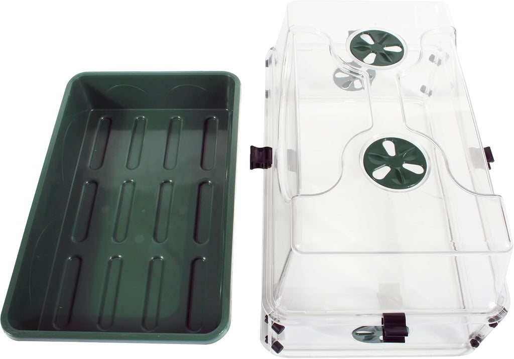 Medium Seed and Herb Domed Propagator with Vented Side Height Extension and Security Clip Set,Green