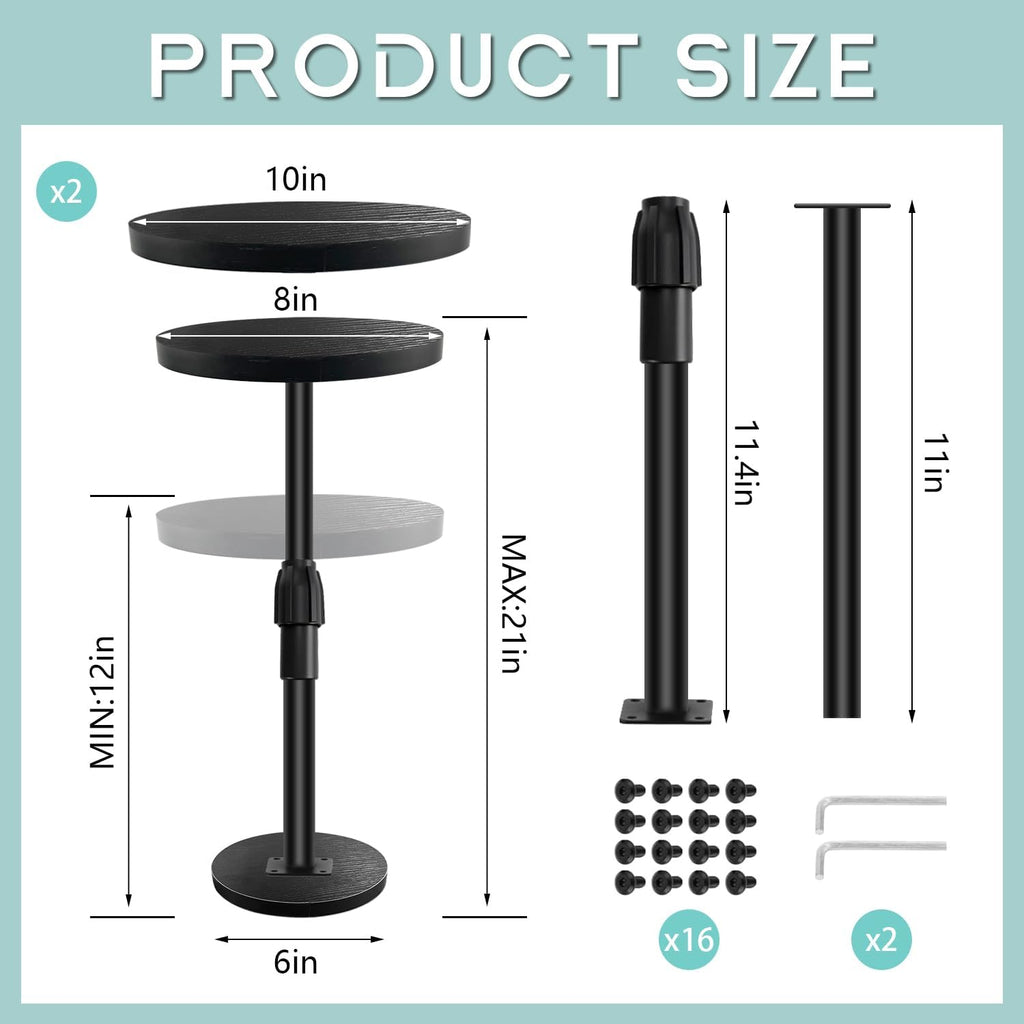 2 Pack Adjustable Height Plant Risers for Inside Pots 12-21" Planter Inserts with 6" 8" 10" Base Rise Planter Lift
