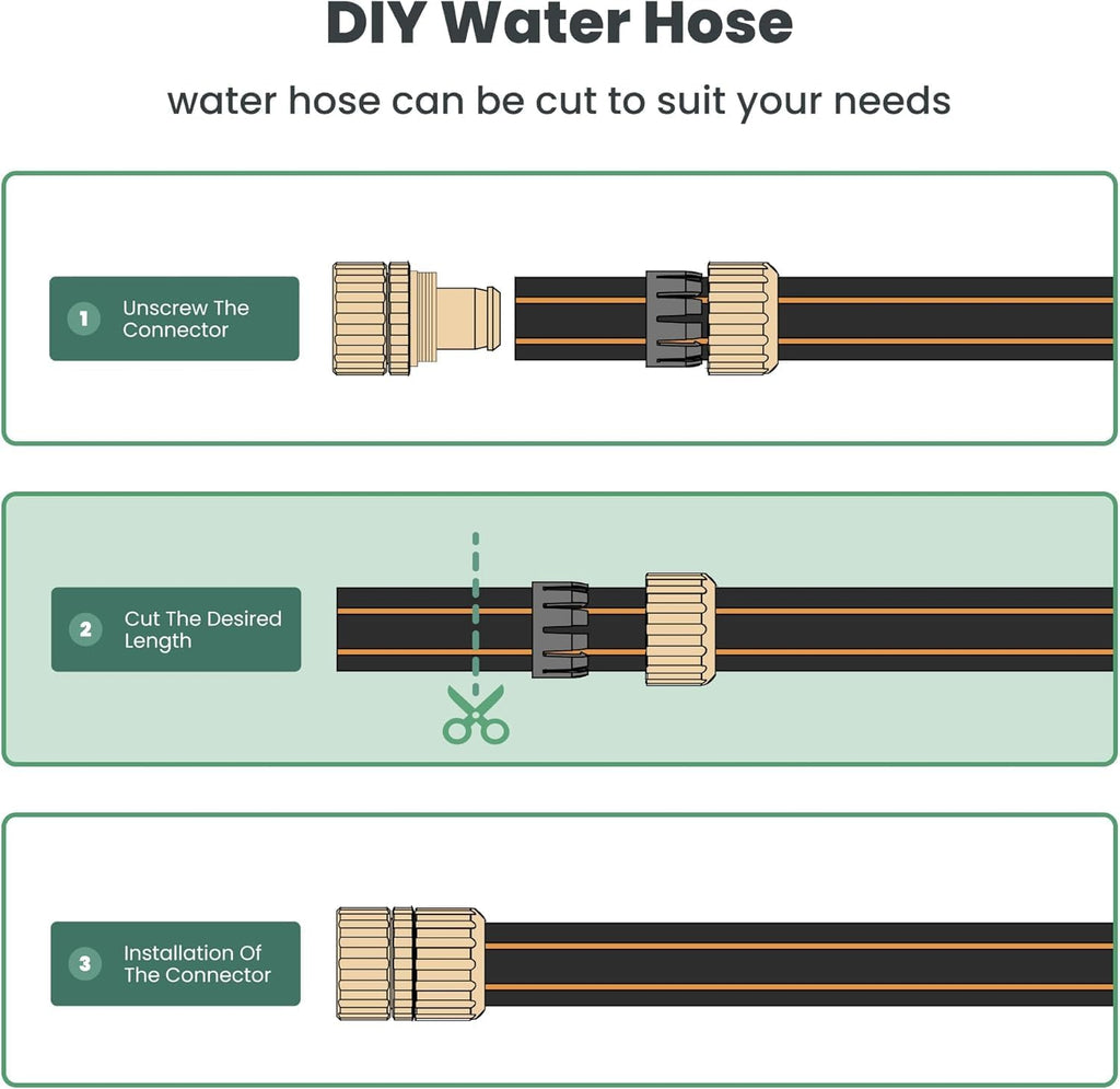 Giraffe Tools Garden Hose 5/8", 15ft Short Garden Hose | Custom Length, No Kink, Flexible, Leakproof Water Hose, 600