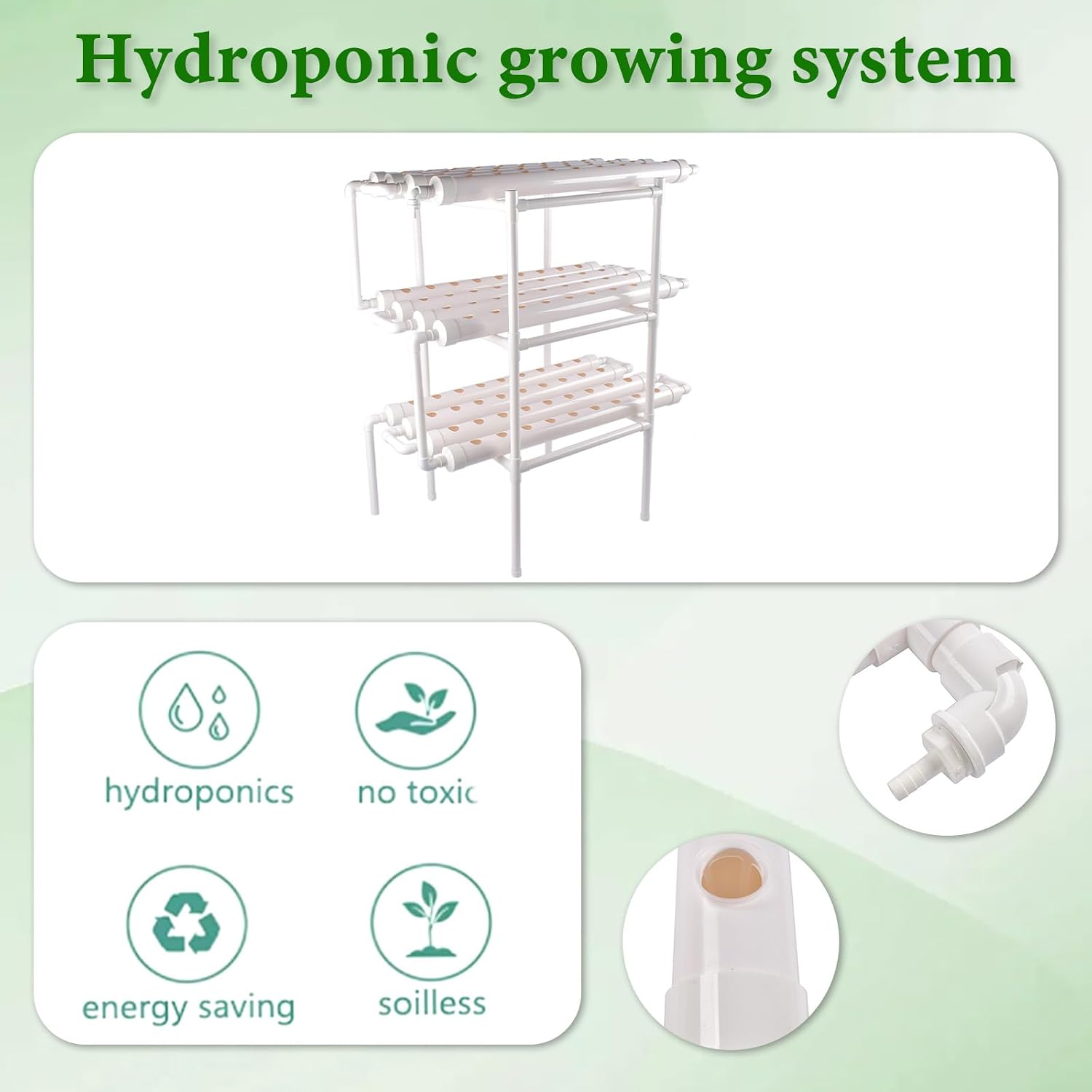 Hydroponic Grow Kit, 3 Layer 108 Plant Sites 12 Food-Grade PVC-U Pipes Hydroponics Planting System with Water Pump
