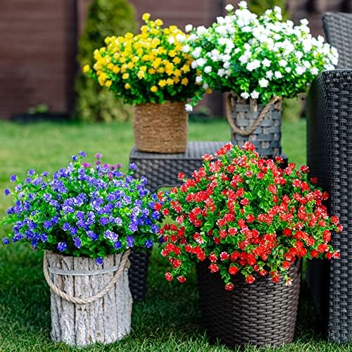AXYLEX Artificial Flowers for Outdoors, 12 Bundles Fake Plants (Purple)