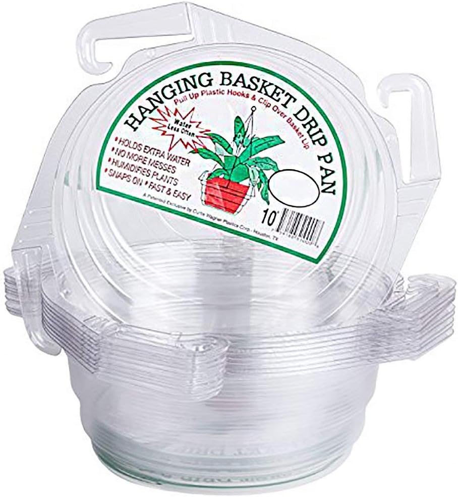 Curtis Wagner 10" Clear Hanging Basket Drip Pan Saucer (10-Pack)