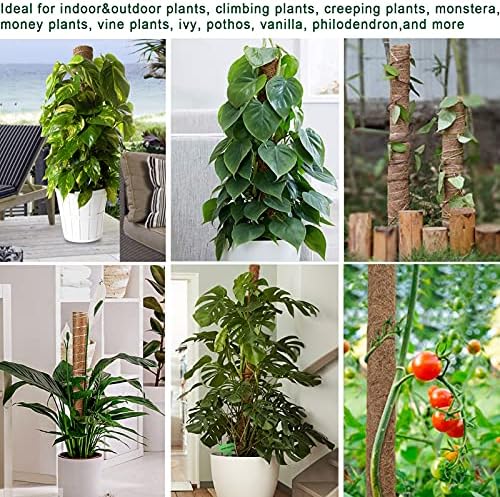 Fabulas Moss Pole 47.5 Inch - Monstera Plant Support, 4 Packs 16 Inch Plant Stakes for Indoor Plants Coco Coir Moss Pole Sticks for Climbing Potted Live Plants, Pothos, Philodendron, with Garden Ties