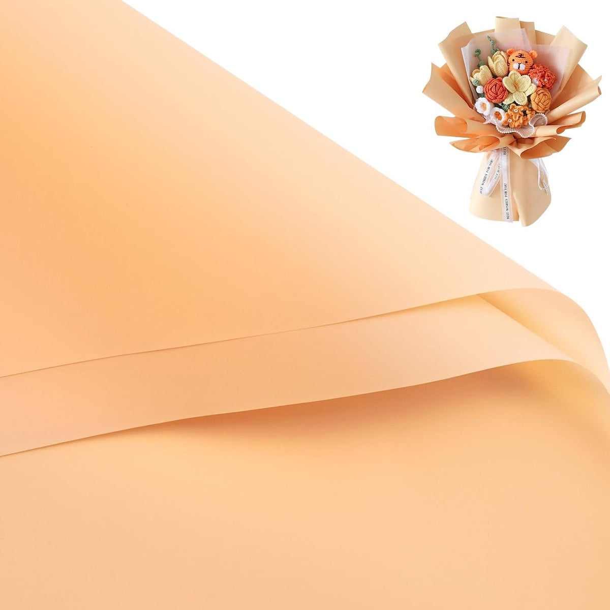WRAPAHOLIC 20 Sheets Flower Wrapping Paper - 22.4 x 22.4 inch Pure Champagne Water-Resistant Floral Bouquet Wrapping Paper, Florist Supplies Packaging for Wedding Birthday Gift DIY