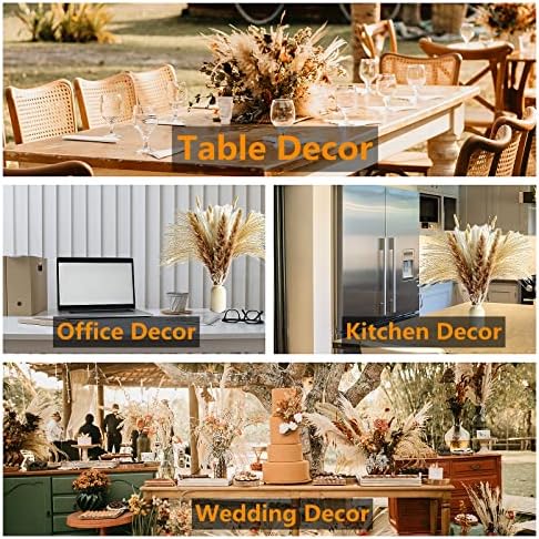 110 PCS of Boho Pampas Grass Decor, Naturally Dried Pompas, Bunny Tails Dried Flowers, and Dried Eucalyptus. Perfect for Weddings, Boho Party Decorations, and Table Decor. (Pack of 2)
