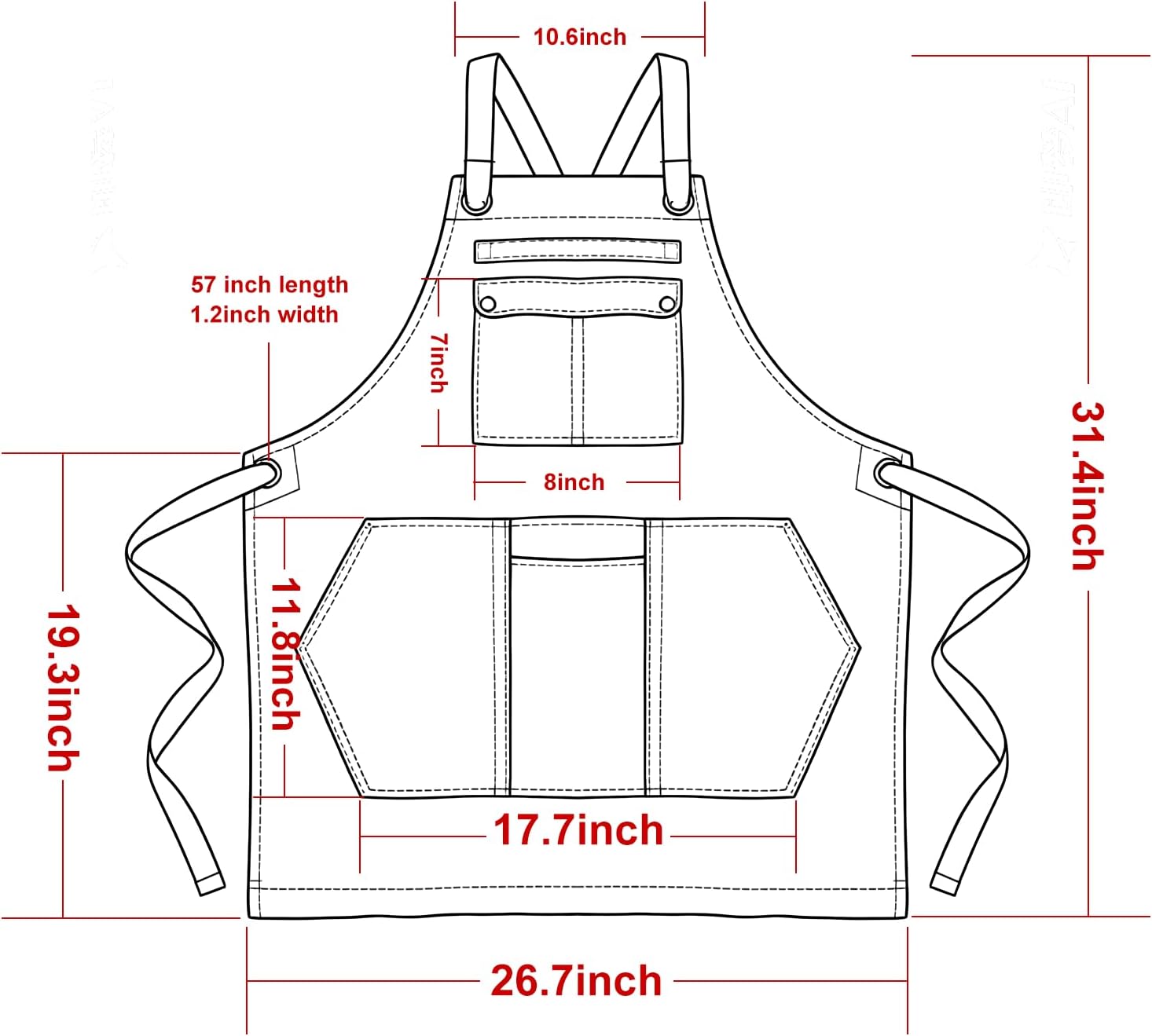 Denim Apron with Pockets for Hairstylist Gardening Craftsmen Barista,Jean Apron for Women Men Cross Adjustable Strap