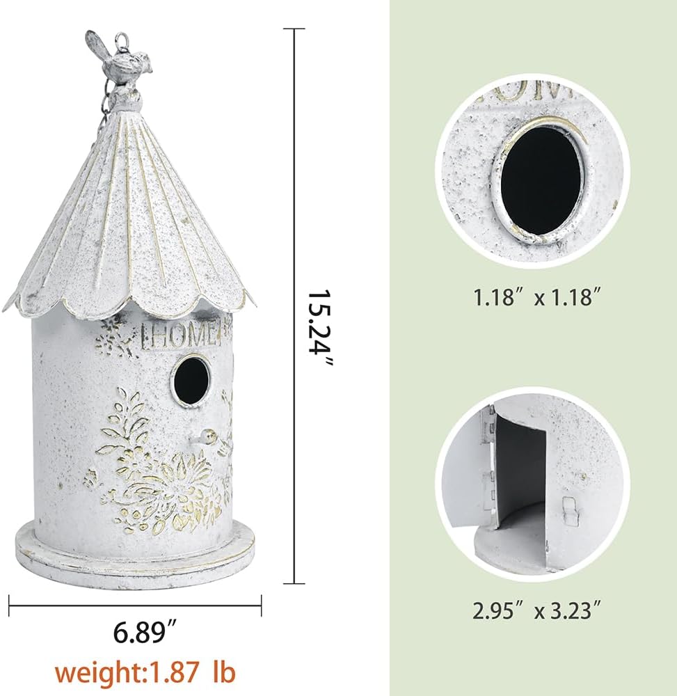 Metal Hanging Birdhouses for Outdoors Bird Houses for Outside Unique Bird Nest for Bluebird Wren Chickadee Sparrow Bird
