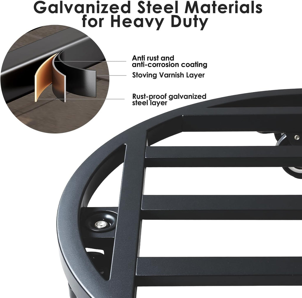18" Round Plant Stand with Wheels Heavy Duty,Large Metal Plant Caddy Indoor Outdoor Use,Rolling Plant Dolly with