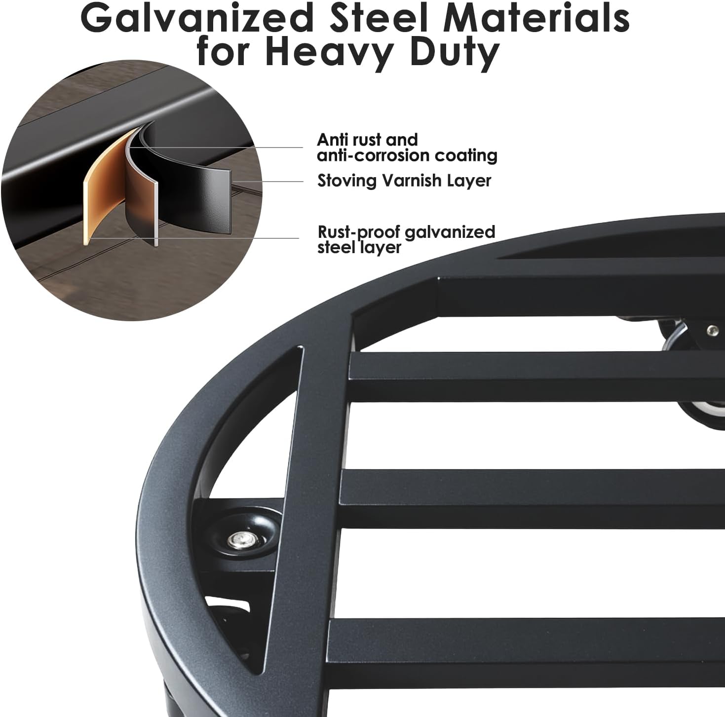 18" Round Plant Stand with Wheels Heavy Duty,Large Metal Plant Caddy Indoor Outdoor Use,Rolling Plant Dolly with