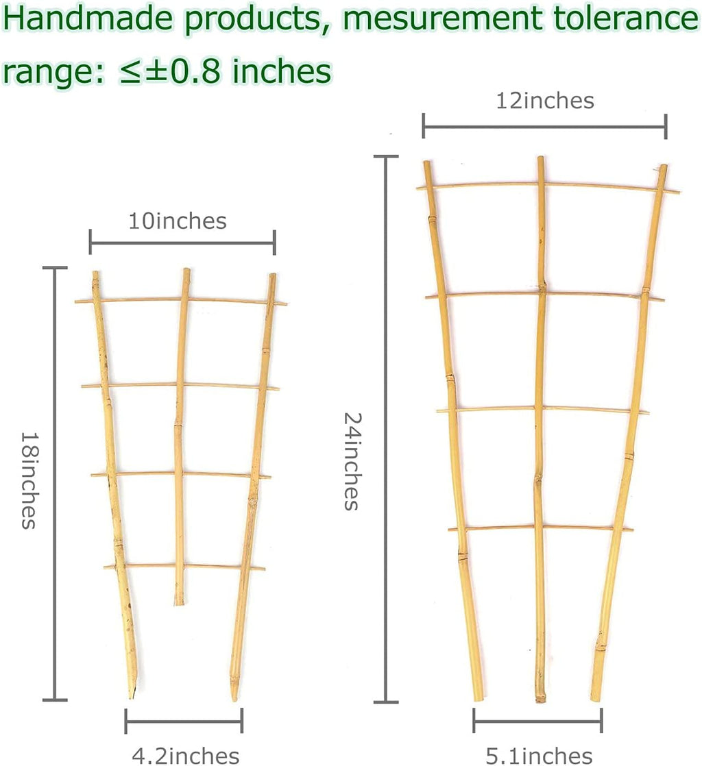 Cambaverd Bamboo Trellis, 24in Fan-Shaped Trellis for Potted Plants 3 Pack | Natural Small Plant Trellis for Climbing