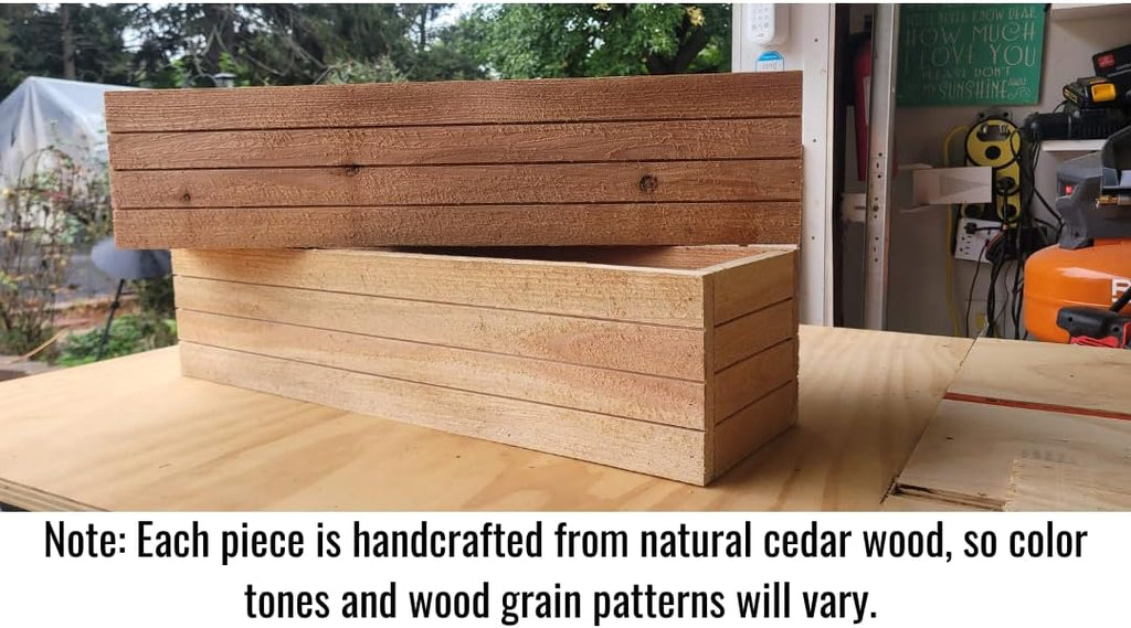 Handmade Rustic Cedar Herb Window Planter Box – Wooden Window & Railing Planter for Indoor or Outdoor Use, Made in USA