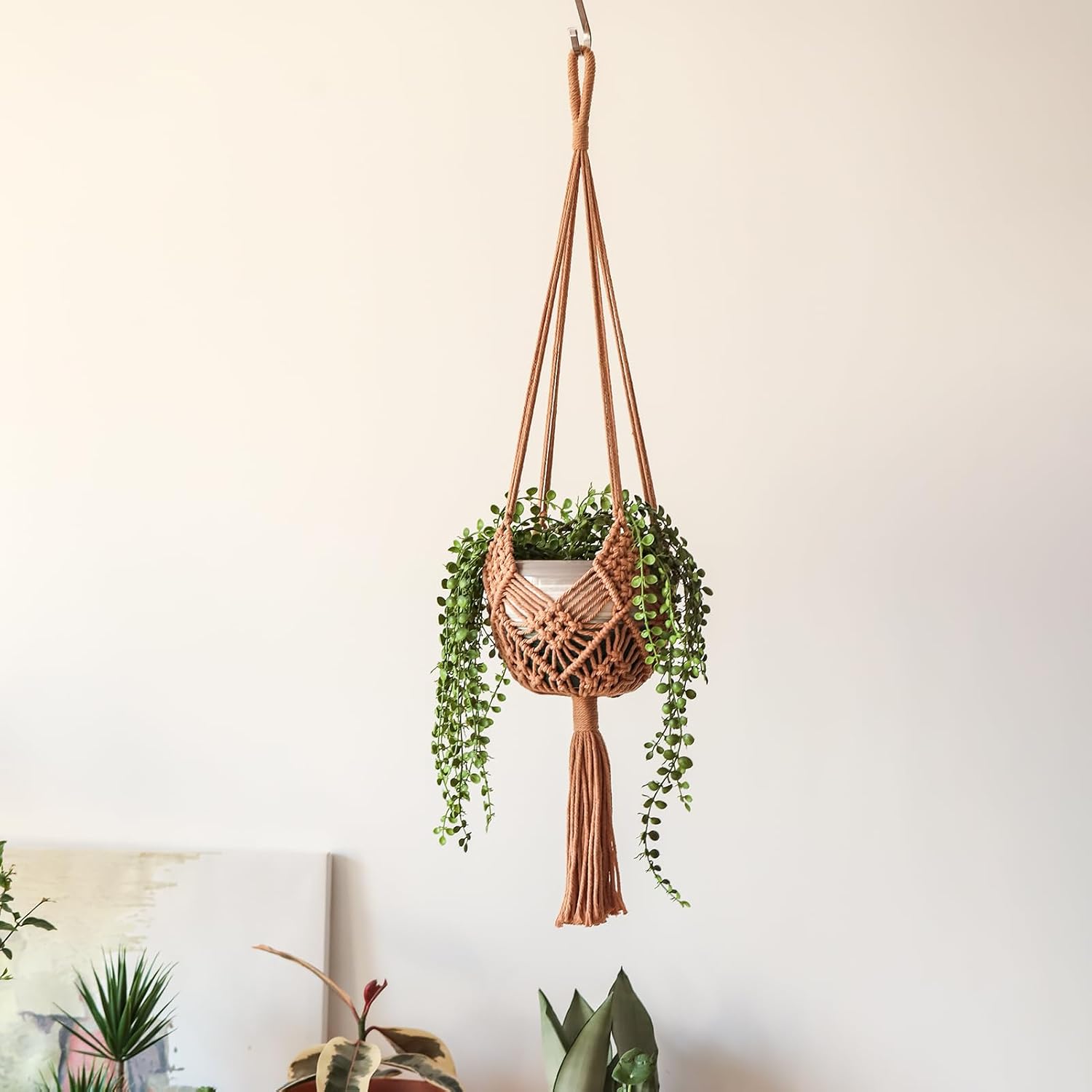 Hanging Planter with Patterns,4Packs Macrame Plant Hangers Indoor Macrame for up to 8 inch Pot Crochet Boho Plant