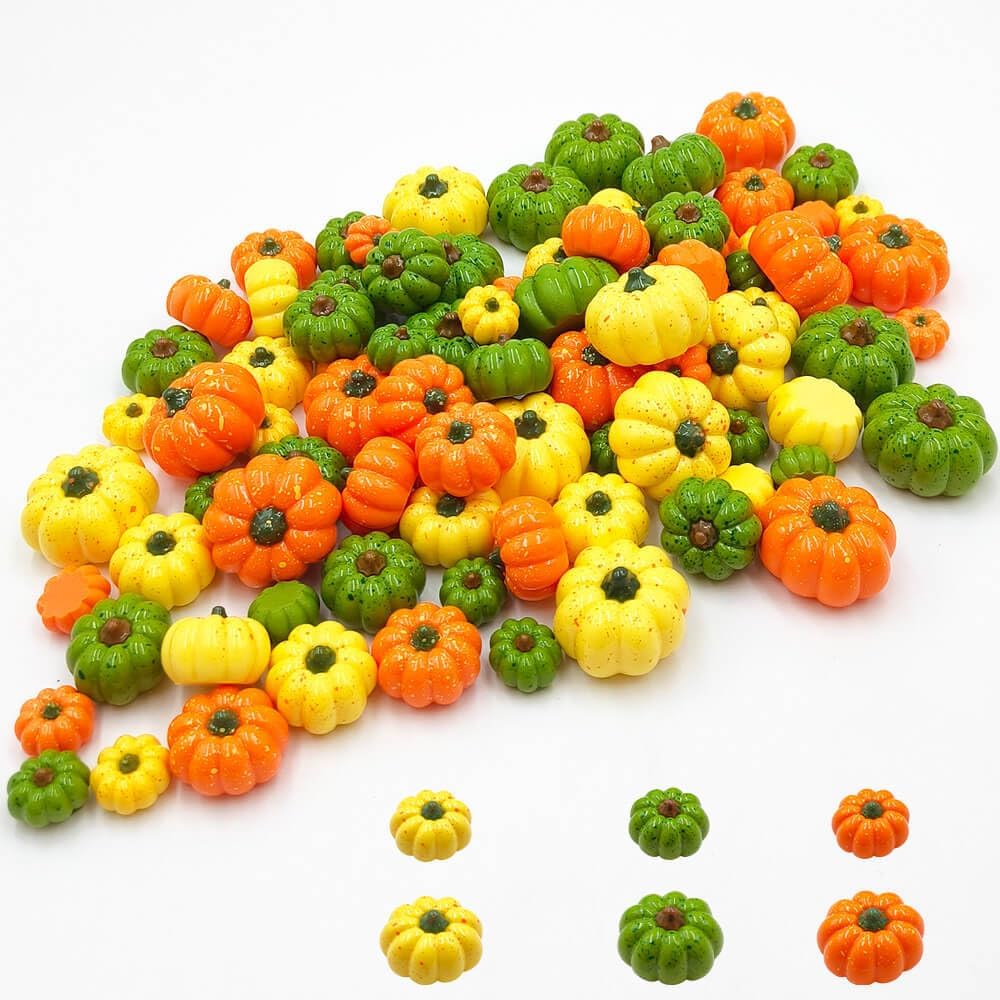 Weysat 24 Pcs Assorted Pumpkins Velvet Fall Thanksgiving Decor, Rust Orange