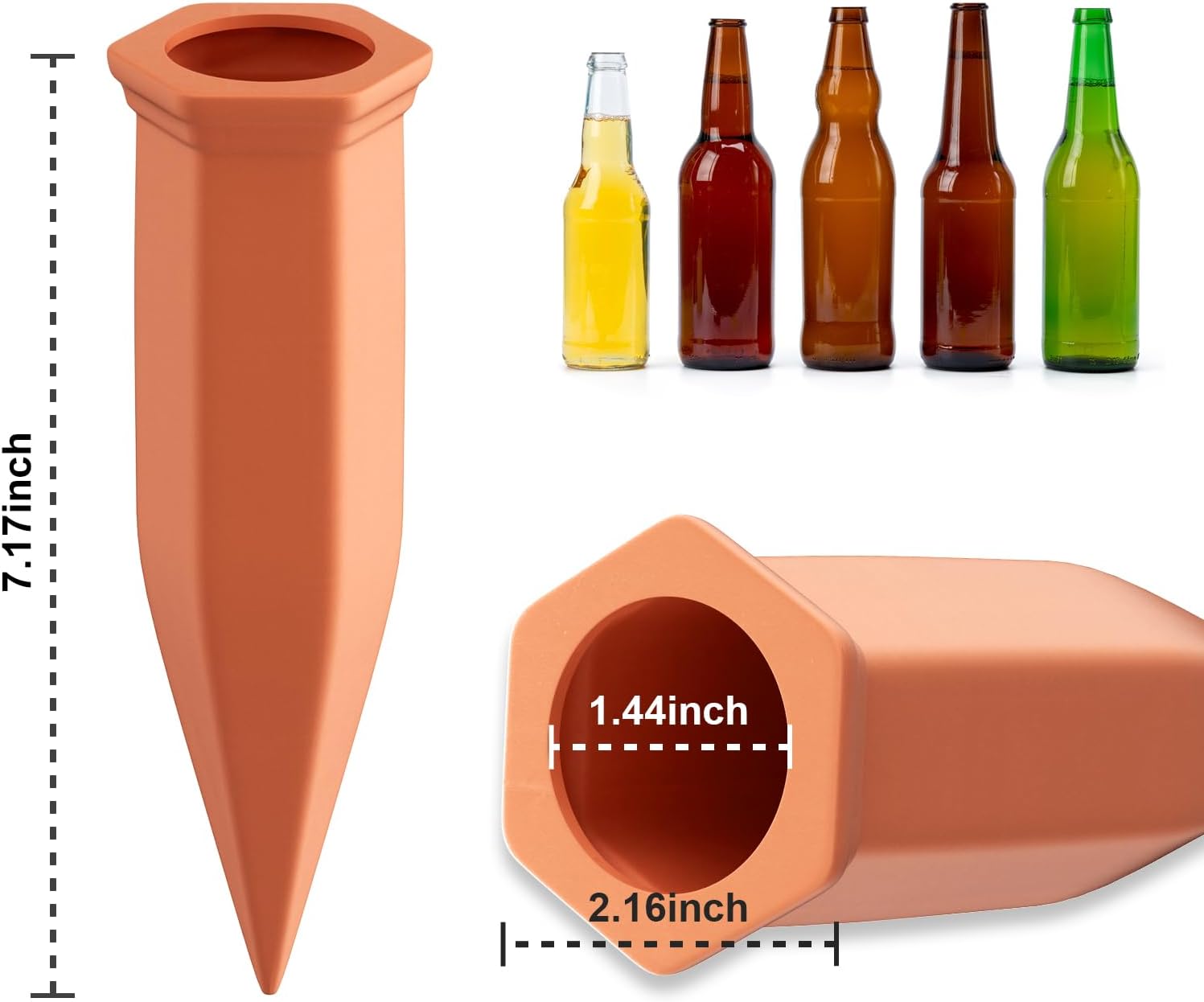 16 Pack Terracotta Plant Watering Spikes, Self-Watering Stakes for Wine Bottles, Porous Clay, Reusable (Red A)