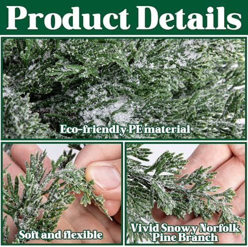 10 Pcs Artificial Christmas Snow Pine Branches Faux Xmas Decoration Sprigs