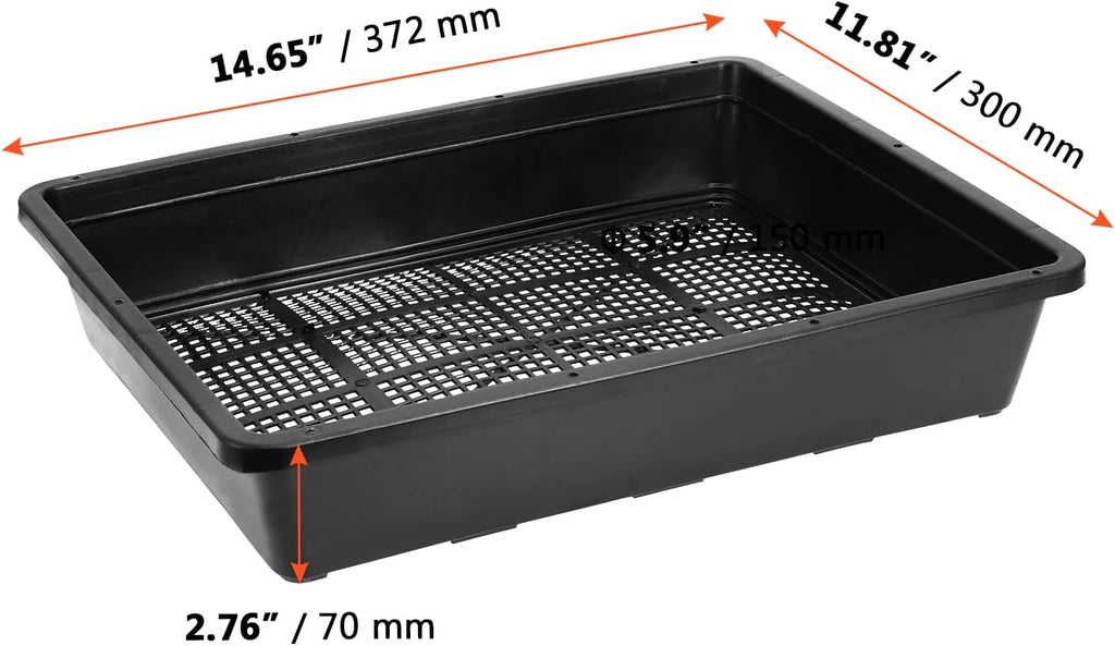 SINJEUN 15 Pack Mesh Bottom Seed Starter Trays, 15 x12 Inch Plastic Plant Tray Mesh Plant Germination Trays for