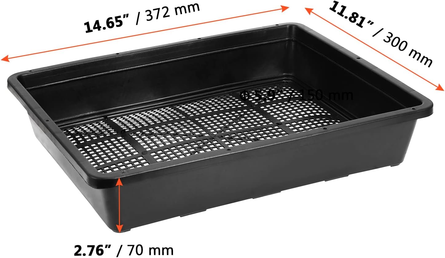 SINJEUN 15 Pack Mesh Bottom Seed Starter Trays, 15 x12 Inch Plastic Plant Tray Mesh Plant Germination Trays for