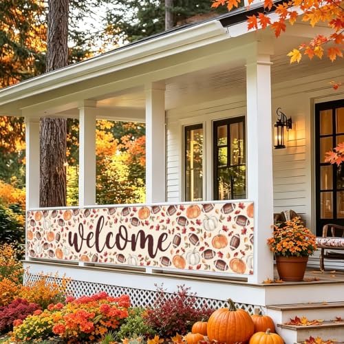 Welcome Fall Banner Fall Football Banner Yard Party Outdoor Decor