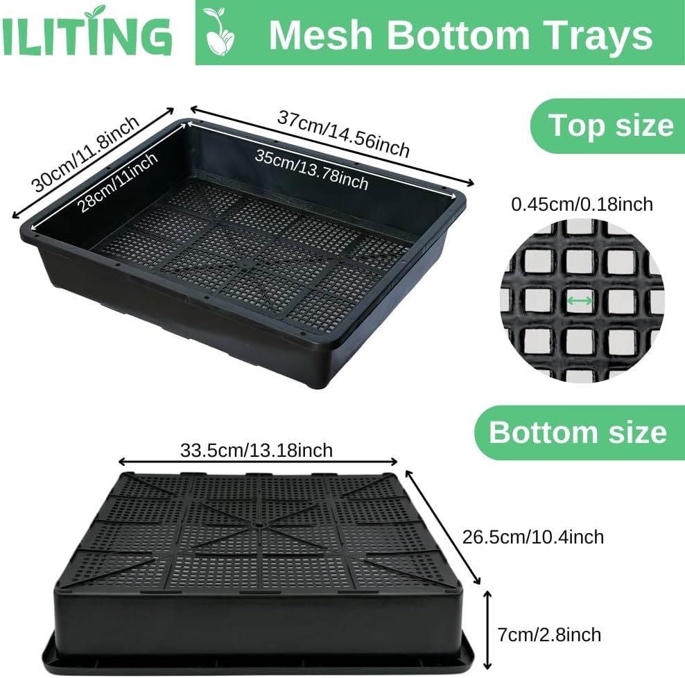 Soil Blocking Trays 15x12inch Mesh Tray 10 Pack Seed Starter Tray Mesh Bottom Trays for Soil Blocks, Seedling