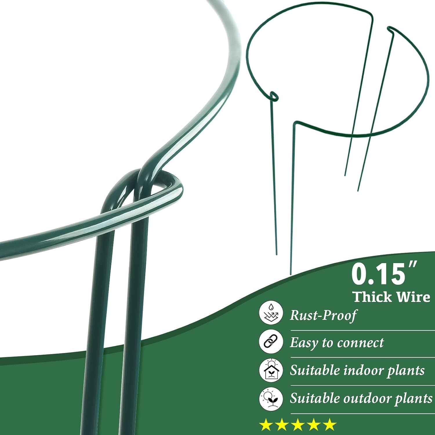 24 Inch Peony Cages and Supports for Large Hydrangea Bushes, Outdoor Plants, Heavy Duty Tall Plant Support Stakes, 12