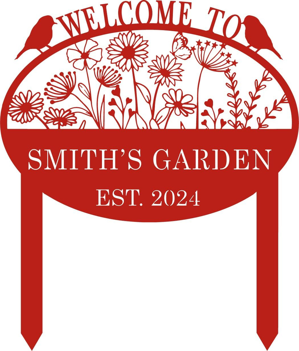Personalized Metal Garden Flower Sign with Stakes, Custom Garden Decor for Outdoor, Flower Sign Plaque, Yard Sign, Lawn