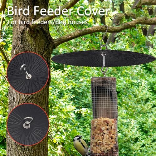 Metal Bird Feeder Rain Guard，13" Handing Hummingbird Feeders Baffle for Outside, Black Weather Guard for Backyard Or Garden (Black-1 Pack)