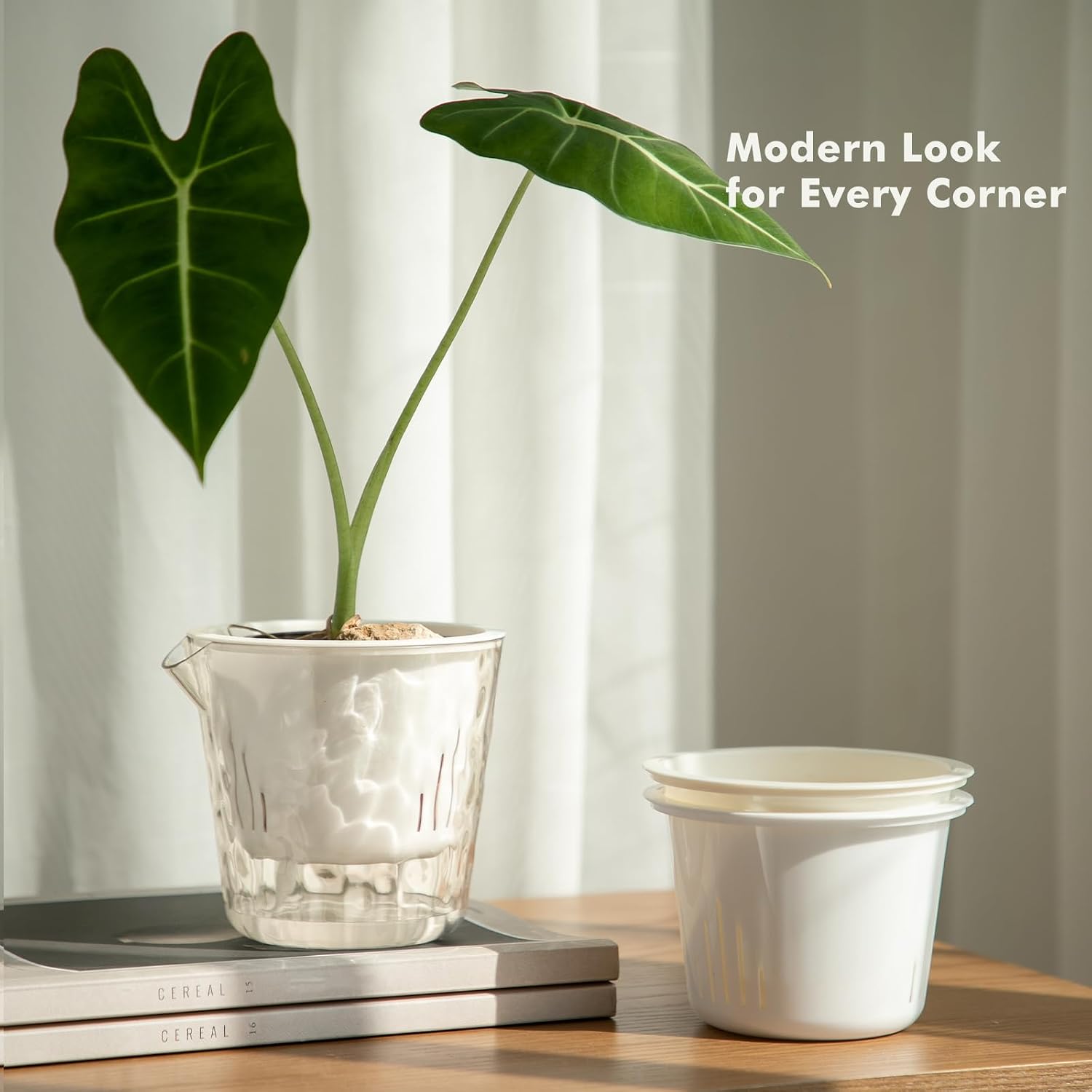 6.5 Inch Self Watering Plant Pots for Indoor Plants 6 Packs African Violet Pot, Self Watering Planters for Herb