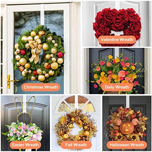 15" Clear Over The Door Wreath Hanger 2 Pack, Non-Scratch Door Hooks