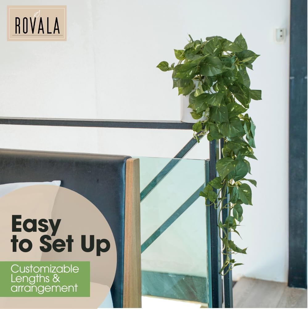 MY ROVALA Silk Plants for Home Decor Indoor in Pot Realistic Artificial Plants Hanging Faux Plants Indoor Fake Potted