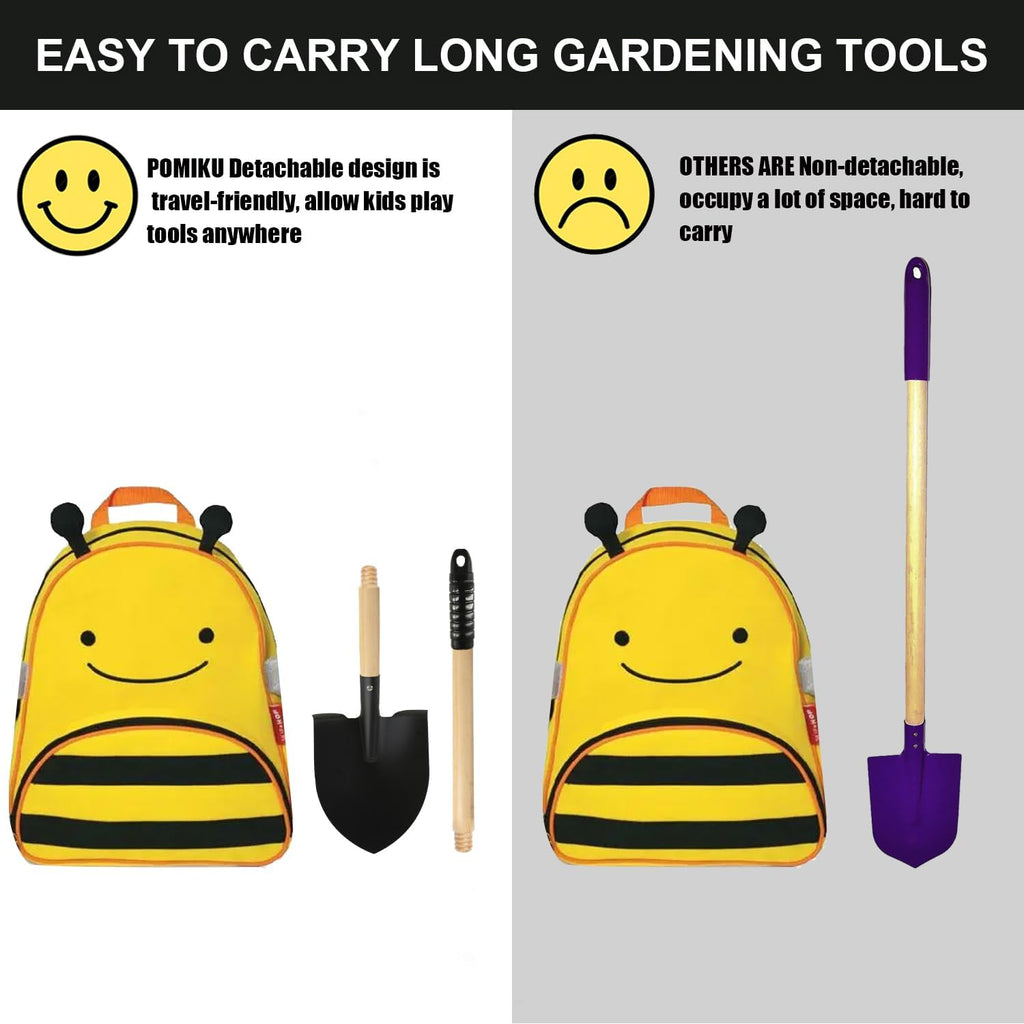 Kids Rake and Shovel Sets, 7PCS Child Metal Gardening Tools for Real Digging-Great for Garden, Yard, Sandbox, Lawn