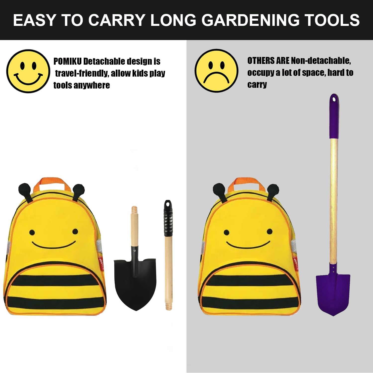 Kids Rake and Shovel Sets, 7PCS Child Metal Gardening Tools for Real Digging-Great for Garden, Yard, Sandbox, Lawn