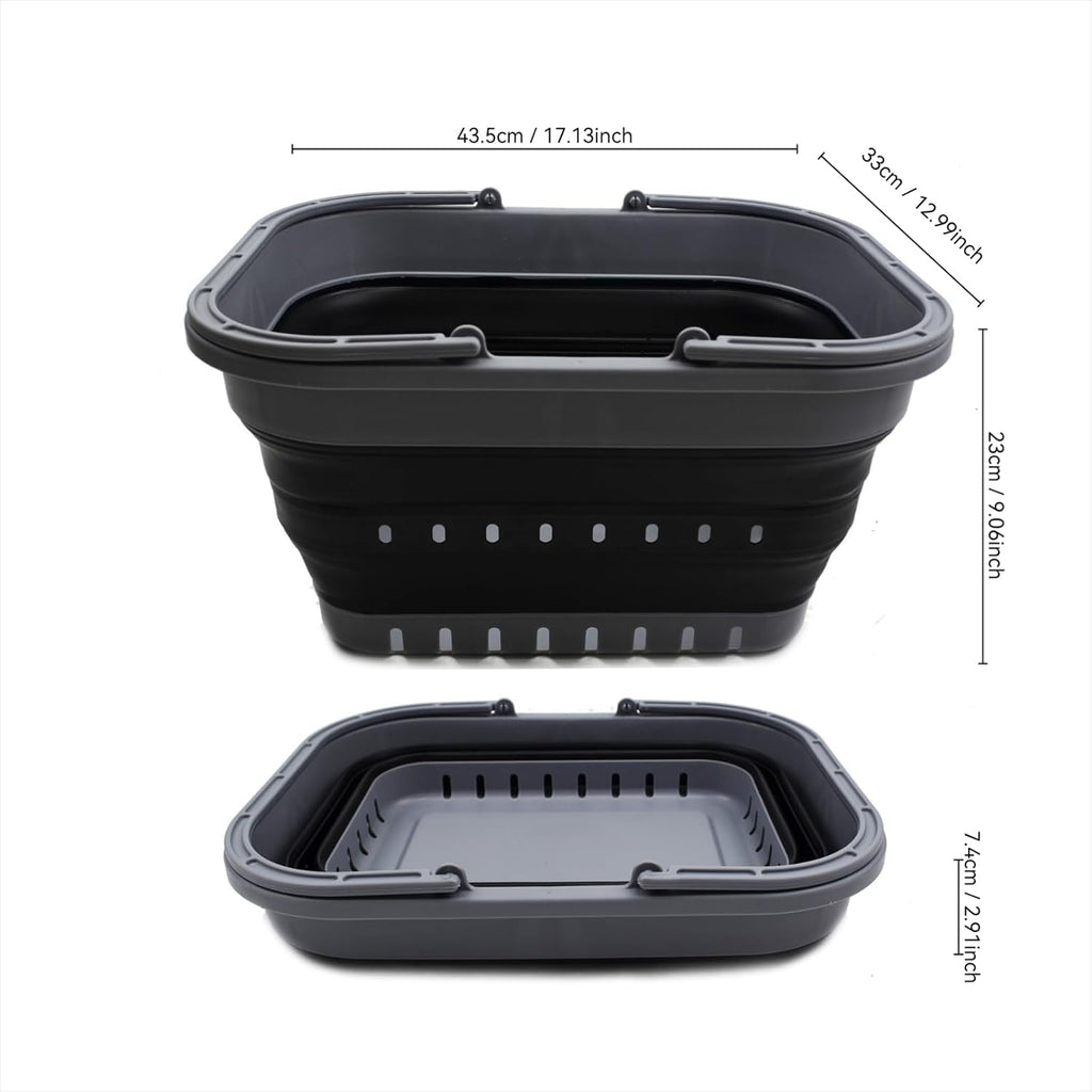 SAMMART 19L (5 Gallon) Collapsible Tub with Handle - Portable Outdoor Picnic Basket/Crater - Foldable Shopping Bag