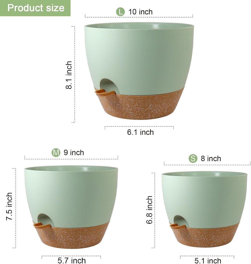 WSMKSZ 10/9/8 inch Self Watering Pots, Planter, Plant Pots with Mesh Drainage Holes for Indoor Outdoor Garden Plants