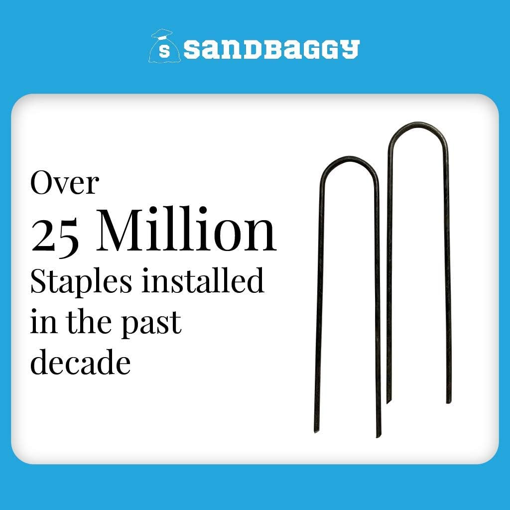 Sandbaggy Galvanized 6 Inch Landscape Staples | Industrial Grade Garden Stakes | Designed for Drip Irrigation Tubing &