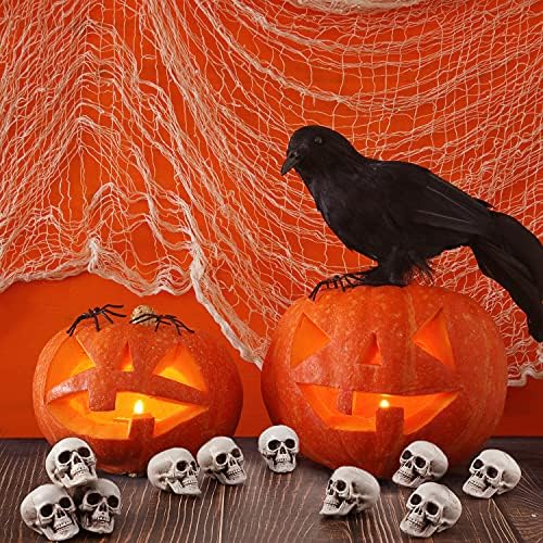 Boao 10 Pcs Halloween Mini Skull Heads 2.3'' Plastic Skeleton Skulls Decor