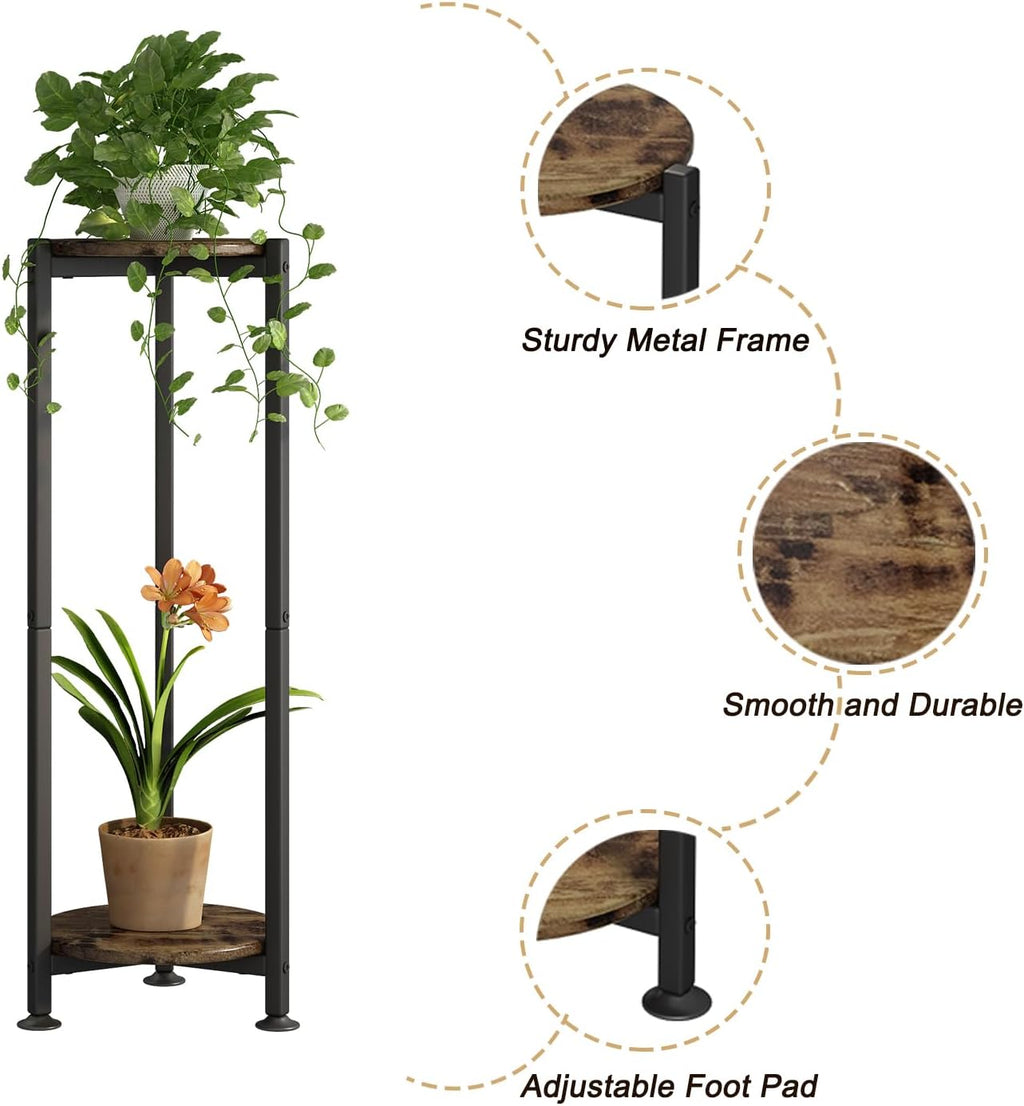 2 Tier Plant Stand Indoor Corner Tall Round Shape Plant Shelf | Modern Metal MDF board Flower Storage,Suitable tight