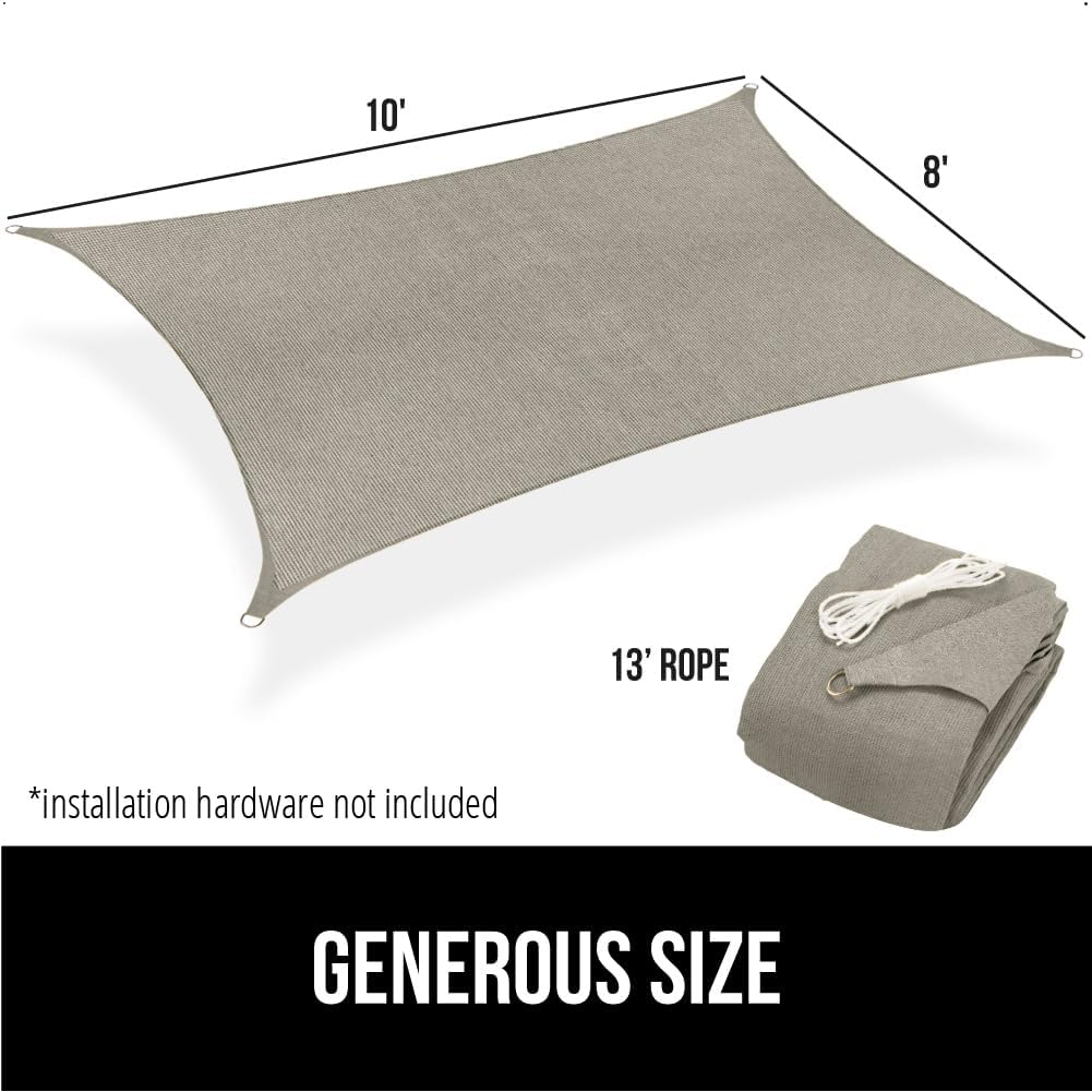 GORILLA GRIP Heavy Duty Sun Shade, UV Protection Fade Tear and Rust Resistant Rectangle Sunshade Canopy, Curved Edges