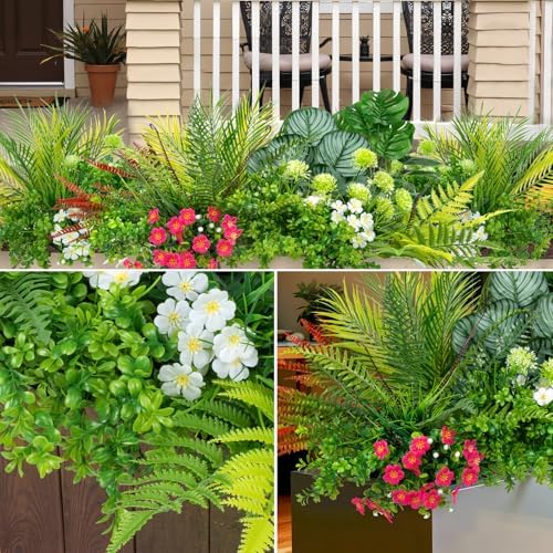 20 Pcs Artificial Plants Outdoor Fake Greenery Stems Plants