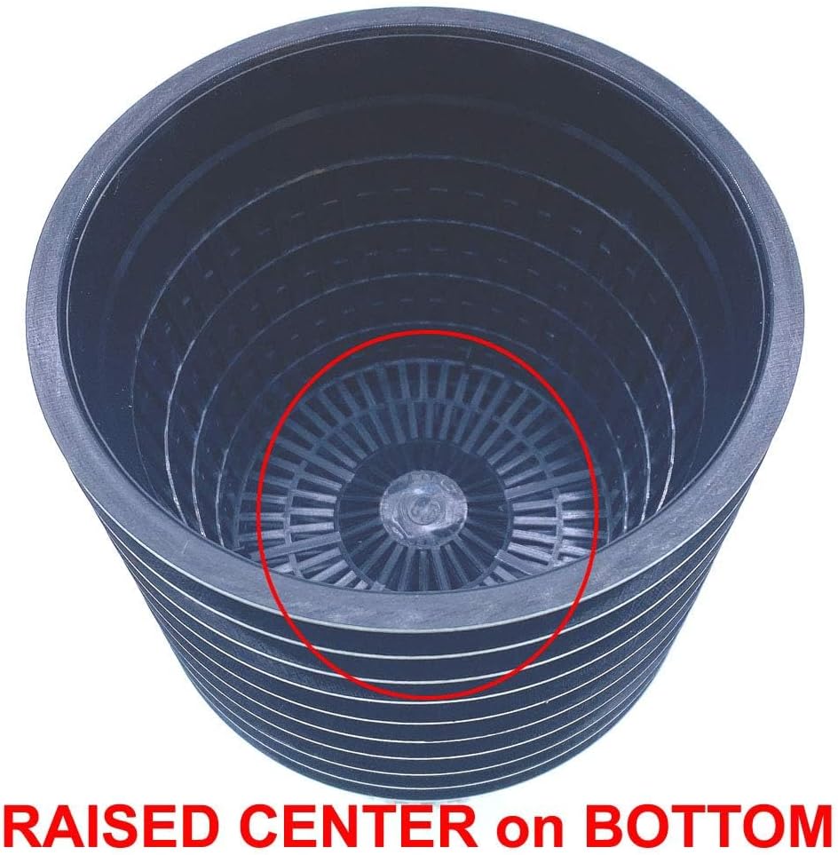 HORTIPOTS 5 Inch Net Pots Raised Center Bottom Mesh Side Wide Rim Round Cup with Free Reflective Top Lids for