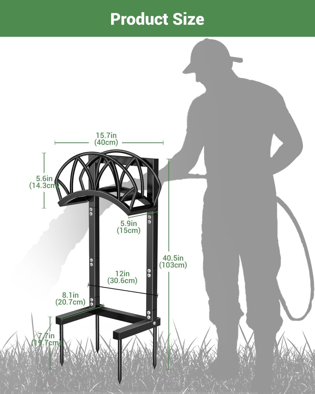 Garden Hose Holder, Freestanding Water Hose Reel Stand, Holds 160 FT, Black | Heavy Duty Detachable Hose Storage Rack