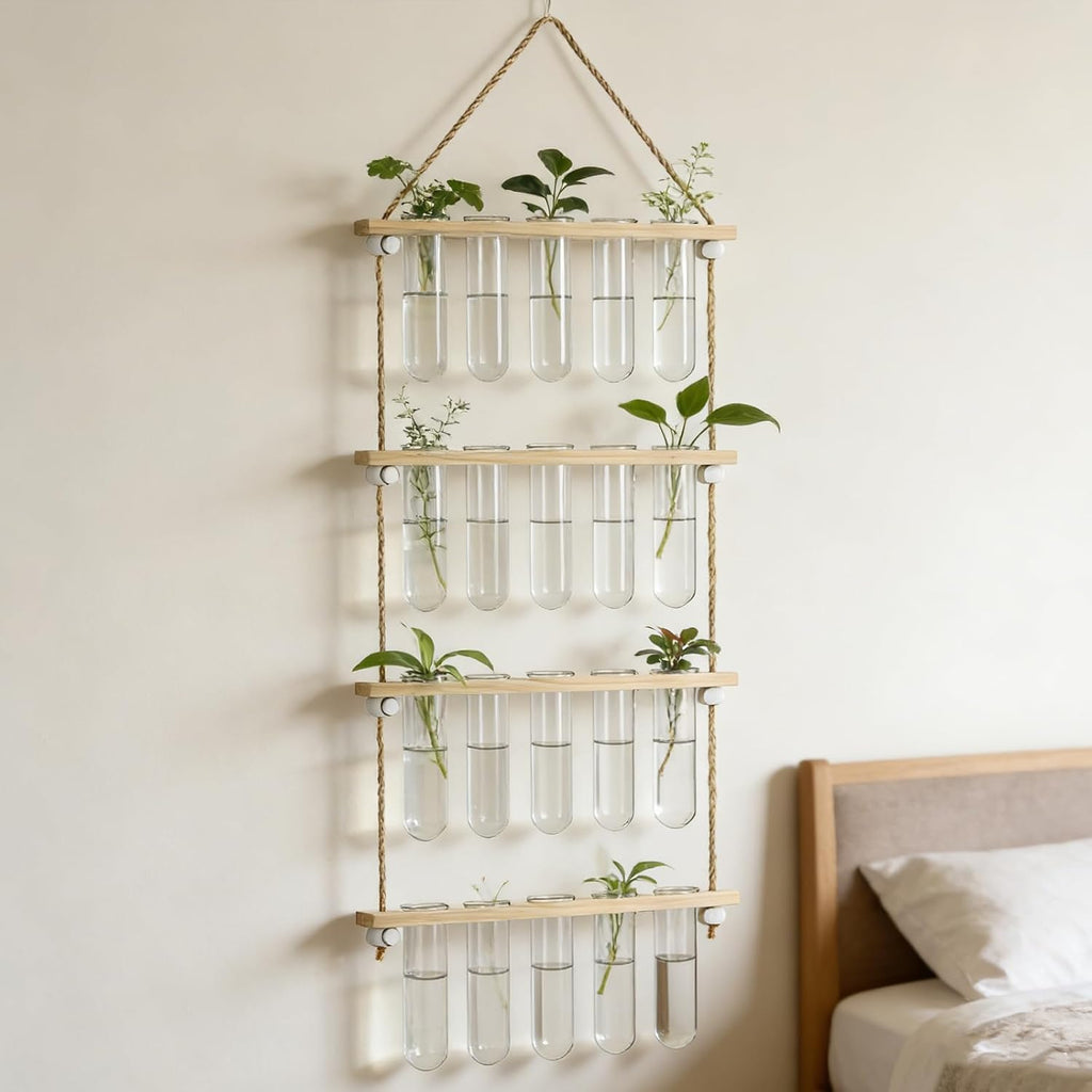 20 Tubes Hanging Plant Propagation Station,Hydroponic 4 Tiered Wall Planter | Wall Mounted Propagation Planters With