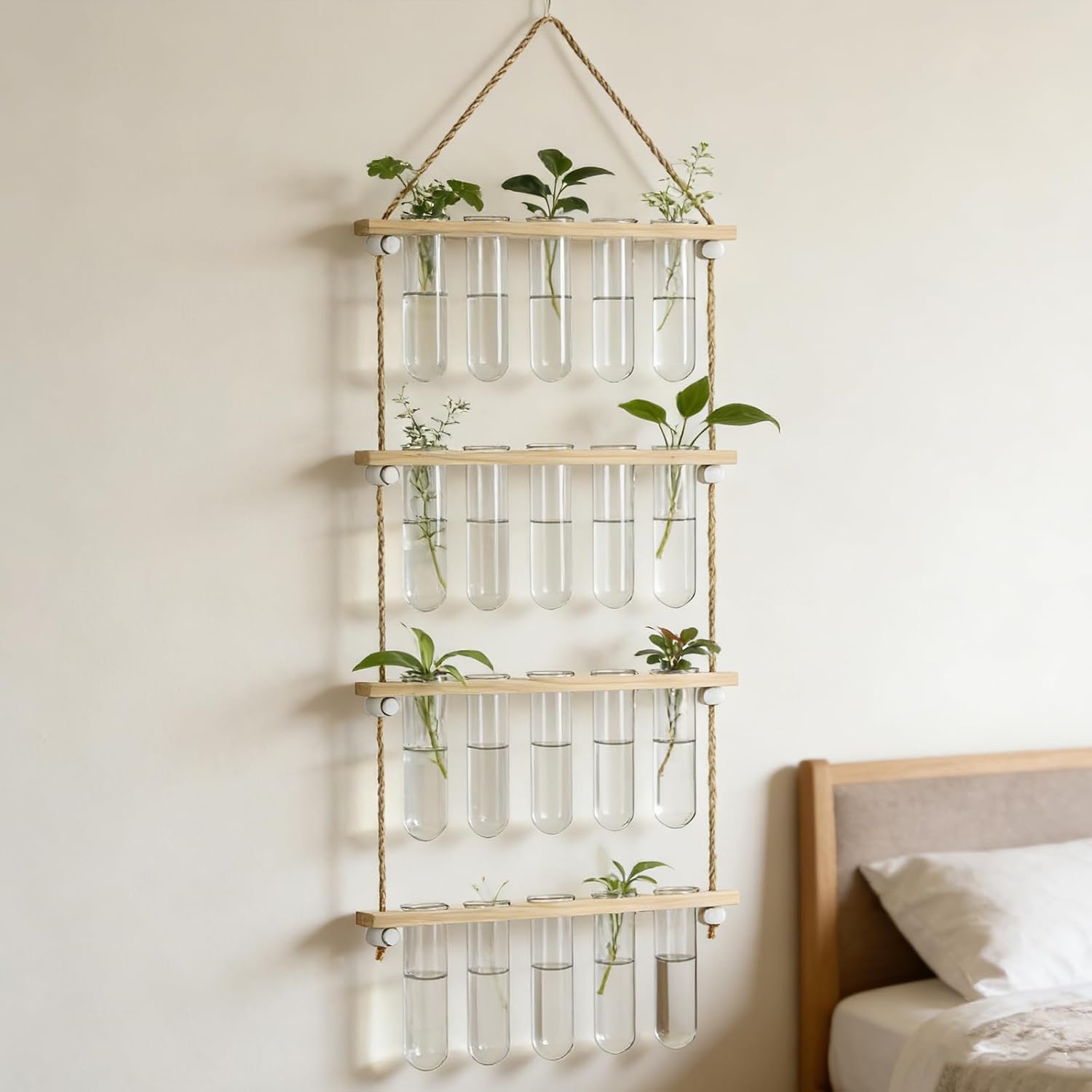 20 Tubes Hanging Plant Propagation Station,Hydroponic 4 Tiered Wall Planter | Wall Mounted Propagation Planters With