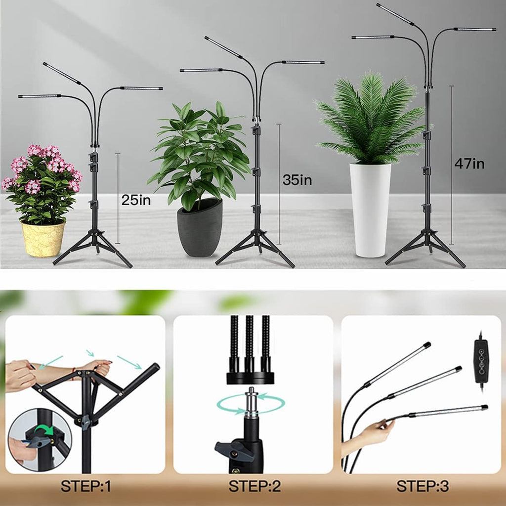 GHodec Grow Light with Stand, 60 LED 5500K Full Spectrum Floor Plant Light for Indoor Plants Growing,5 Dimmable Levels