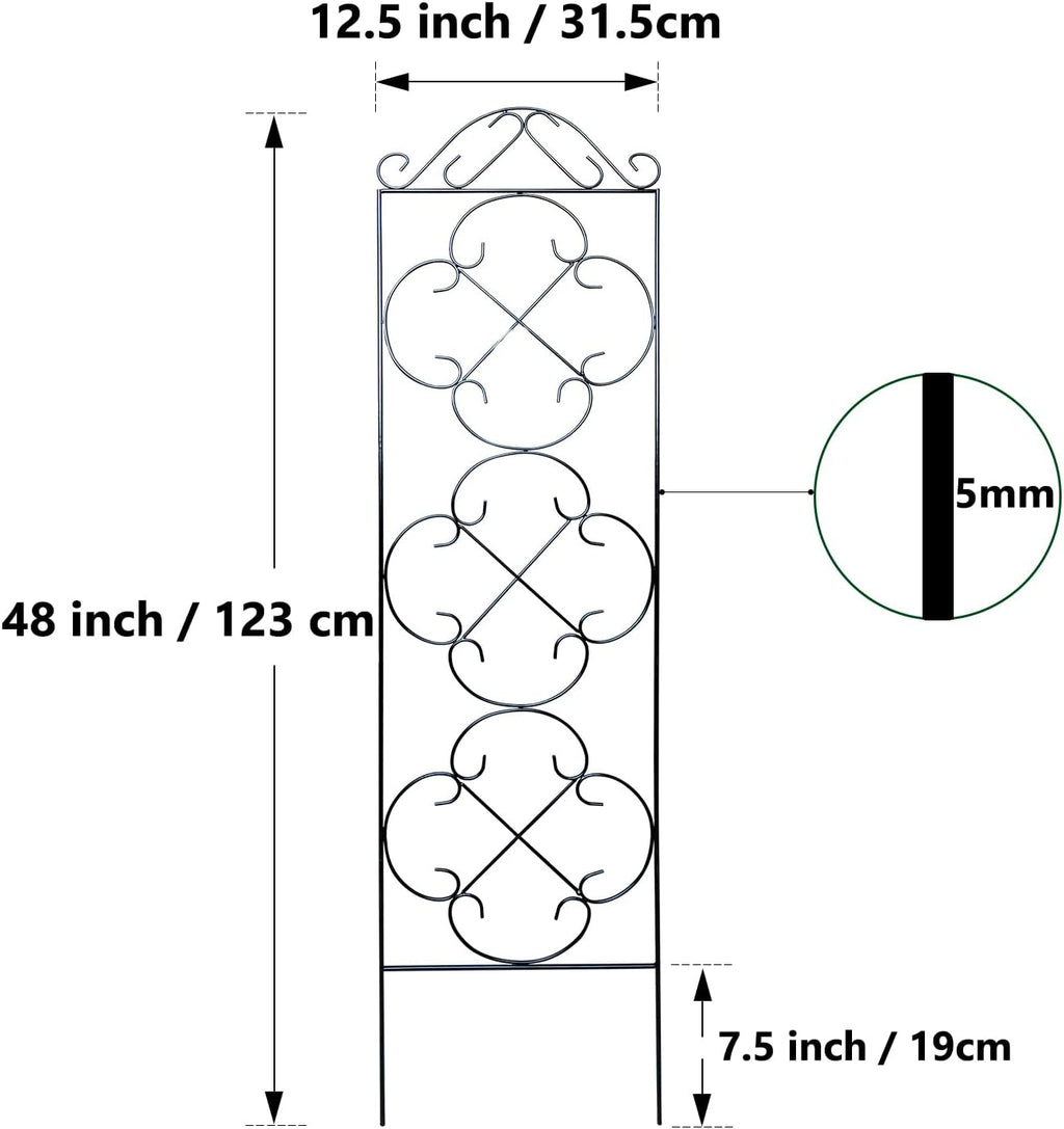 4 Pack 48" x 12.5" Metal Trellis for Potted Plants and Planters | Garden Trellis for Climbing Plants,Rust-Resistant